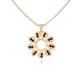natural garnet flower necklaces in yellow gold vermeil